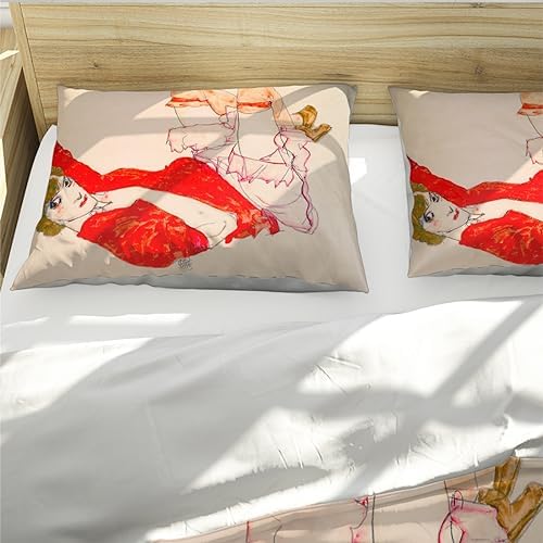 HOBBOY Beige 3pc Duvet Cover Set with Zipper Ties