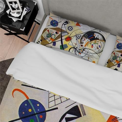 HOBBOY Breathable Kids Duvet Cover Set with Zipper 3pc Kandinsky Aesthetic Twin XL