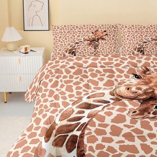 QOOMO Cartoon Giraffe Comforter Set for Kids
