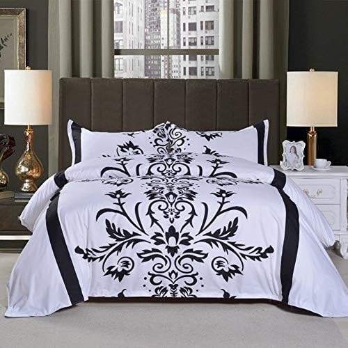 Feelyou Queen Duvet Cover Set Black White Zipper 3 Pc