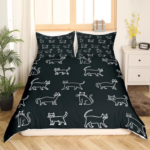 Castle Fairy Cute Cat Duvet Cover Set Queen Size 3 Pieces
