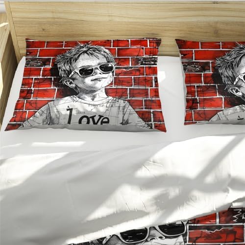 HOBBOY Kids Duvet Cover Set Street Graffiti 3pc Twin XL