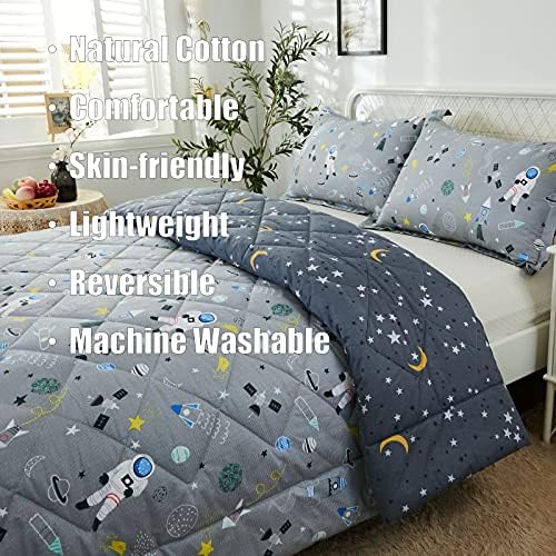 Brandream Kids Space Bedding Set 3-Piece Cotton Comforter Set