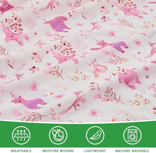Gogreen Kids Bed Sheet Set Twin Size 3PCS Pink Bear Microfiber