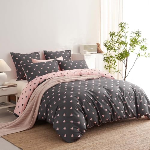 Nayoroom Heart Duvet Cover Set Queen Size Reversible