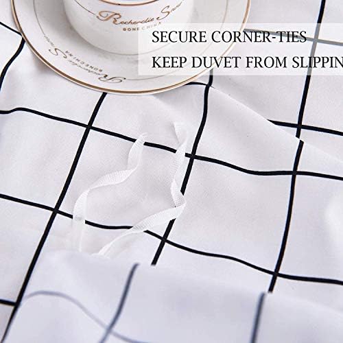 Nanko Twin Duvet Cover Set 68x90 Inch White Plaid