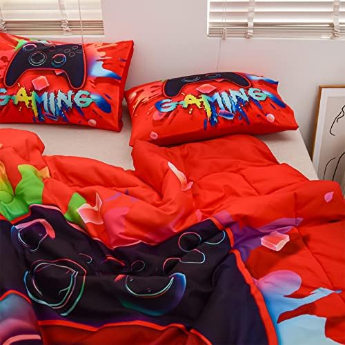 Aimuan Gaming Comforter Set for Boys - Twin Red