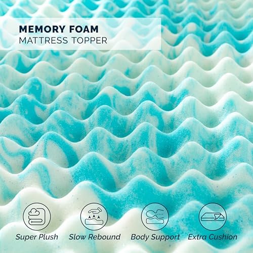 Elegant Comfort 3 Inch Memory Foam Mattress Topper - Blue Swirl