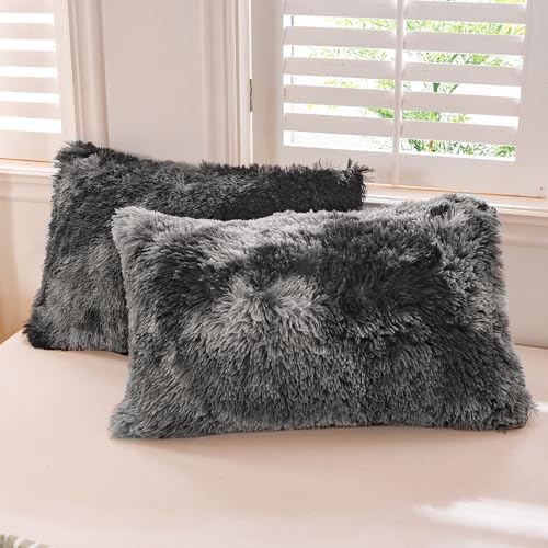 ZRNBAST Plush Shaggy Duvet Cover Set Twin Gray