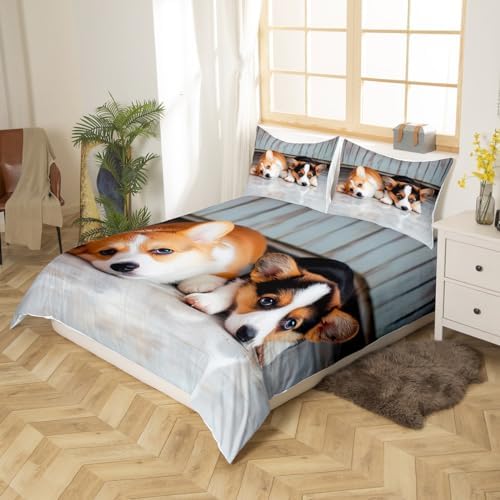 Erosebridal Corgi Duvet Cover Set Queen Size 1