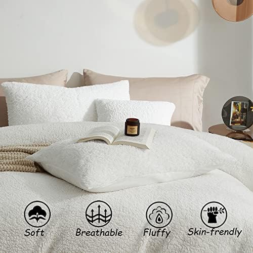 CinYana Sherpa Fleece Duvet Cover Set 5 Piece Reversible