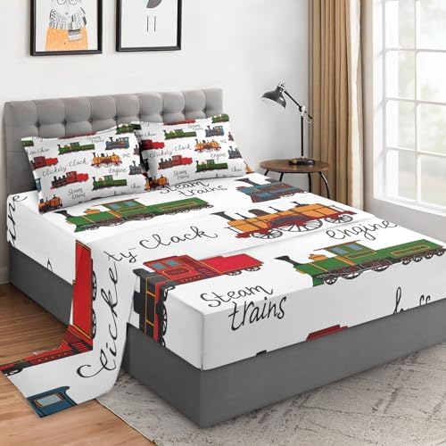 WeCozy Queen 4 Pcs Fitted Sheet Set with 14 Deep Pocket