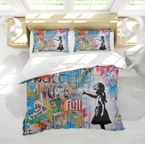 HOBBOY Cute Girl Duvet Cover Set with Zipper 3 Piece