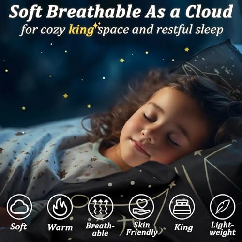 ZHH E-COMMERCE Duvet Cover Set King Kids - Starry Constellation Design