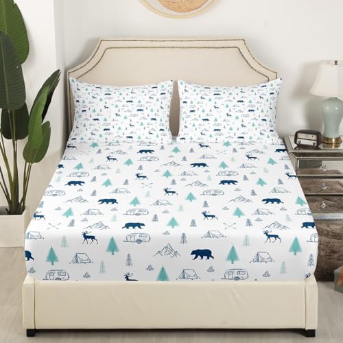 Castle Fairy Bear Deer Print Full Size Bedding Set