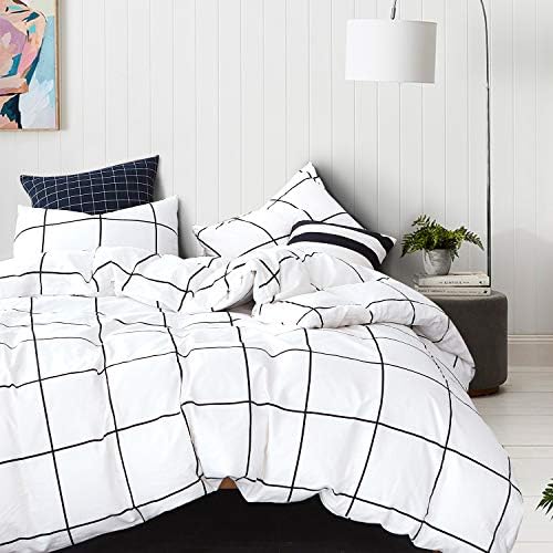 Houseri Jumeey Plaid Duvet Cover Queen Size Set