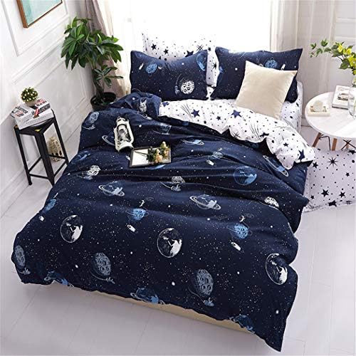 Childrens Duvet Cover Set Queen with Space Stars Print