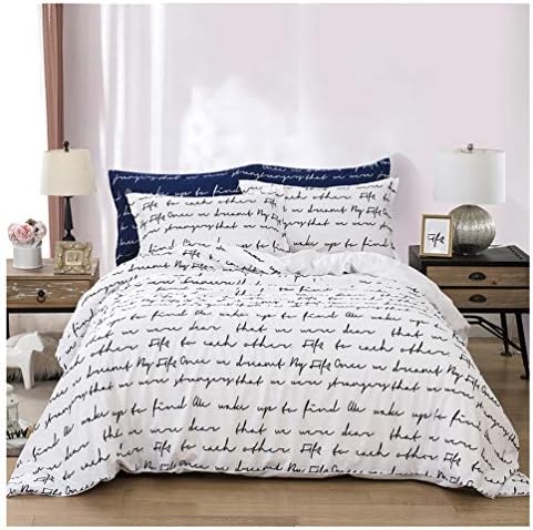 Homebed King Duvet Cover Set 3 Piece Reversible Love Letters White Black