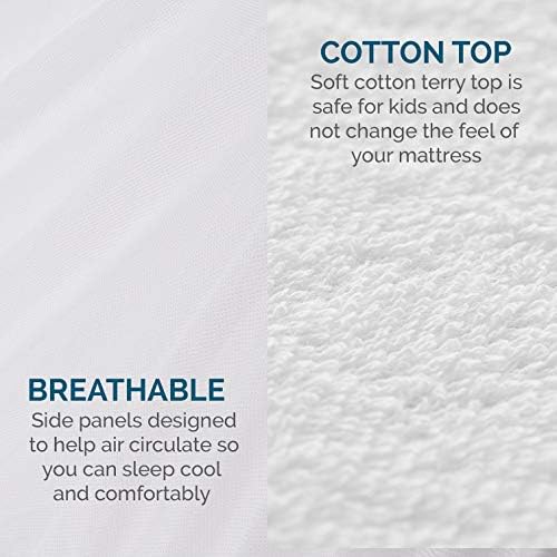 LUCID Premium Hypoallergenic Waterproof Mattress Protector - Queen Size White 1