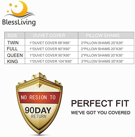 BlessLiving King Size Duvet Cover Set with Blocks Pattern