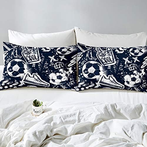 Erosebridal Boys Football Duvet Cover Set Navy Blue