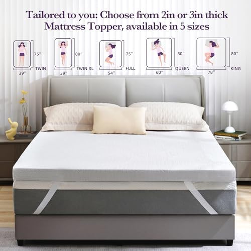 SINWEEK 3 Inch Gel Memory Foam Mattress Topper Twin Size