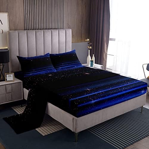 Starry Sky Bed Sheet Set Full Size Modern Blue Black Ombre