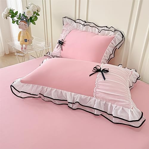 IHOUSTRIY Pink Duvet Cover Set Twin with Bowtie