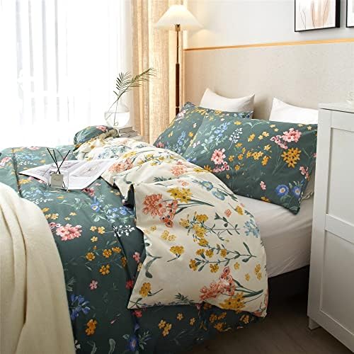 PinkMemory Floral Duvet Cover Queen Set with Pillowcases