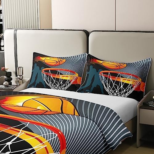 Jejeloiu 3D Basketball Duvet Cover Set 100 Cotton Full Size