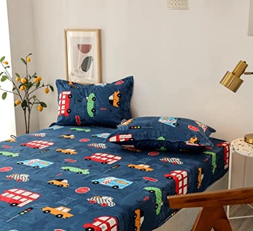 Feelyou Kids Cartoon Cars Bed Sheet Set King Size