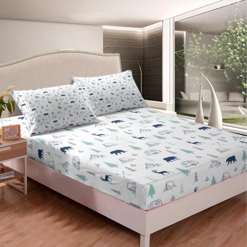 Castle Fairy Bear Deer Print Full Size Bedding Set