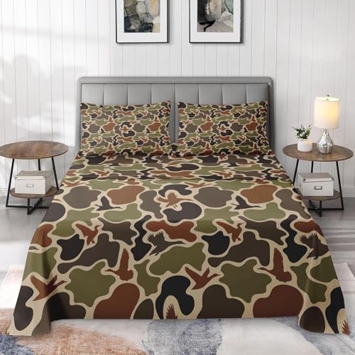 Zzzboro 3 Pcs Fitted Sheet Set Twin Size Camouflage