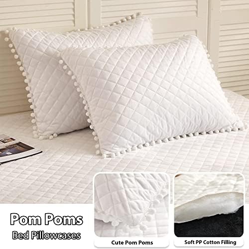 LIFEREVO Shaggy Duvet Cover Set with Pom Poms Pillowcases