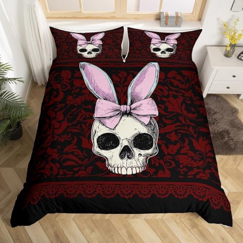 Homewish Bow Suger Skull Duvet Cover Set Twin Size