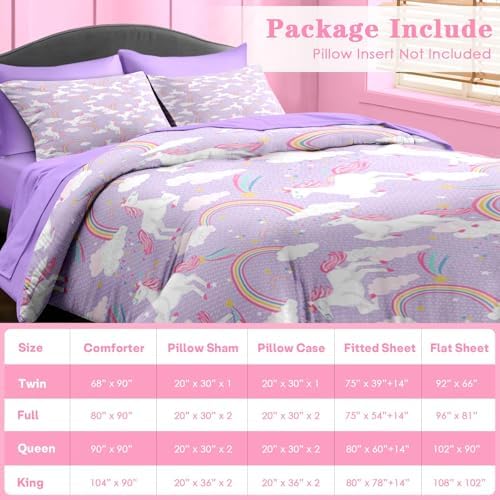 Pamnest Unicorn Comforter Set Twin 5 Pcs