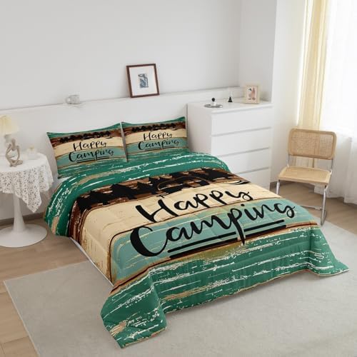Erosebridal Happy Camping Queen Comforter Set