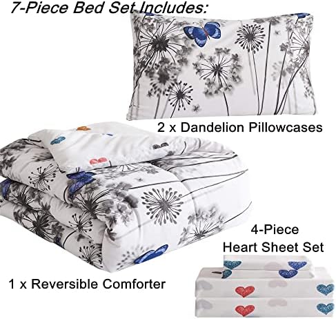 Reversible Twin Comforter Set with Sheets and Pillowcases