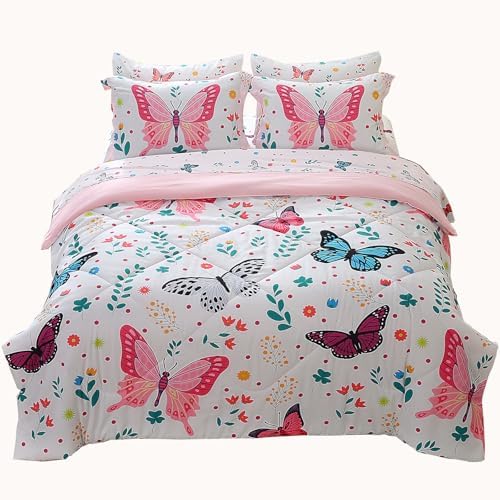Wajade Butterfly Queen Comforter Set for Girls