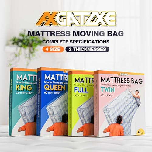 Axgatoxe Plastic Mattress Bag for Moving - King Size 4MIL
