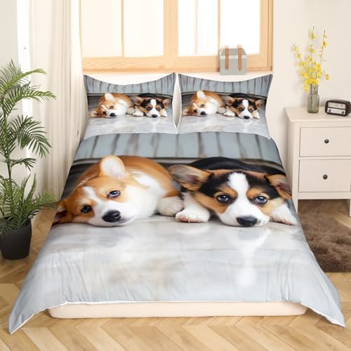 Erosebridal Corgi Duvet Cover Set Queen Size 1