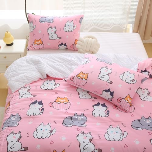 Gusuhome Kids Cats Comforter Set Twin Size 3 Piece