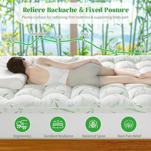 LIANLAM Twin Mattress Topper - Bamboo Viscose 1200 GSM Cooling Pad