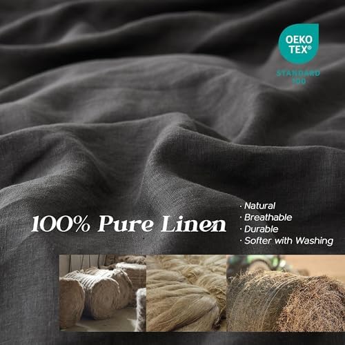 SimpleOpulence Linen Duvet Cover Set Queen Size 3PCS