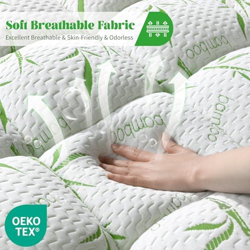 LIANLAM Twin Mattress Topper - Bamboo Viscose 1200 GSM Cooling Pad