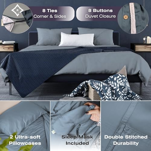 GREENLEAF King Duvet Cover Set - 4 Piece Ocean Blue