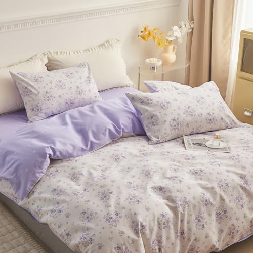 HighBuy Purple Botanical Flower Duvet Cover Set Twin XL