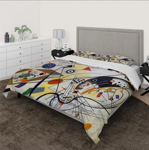 HOBBOY Breathable Kids Duvet Cover Set with Zipper 3pc Kandinsky Aesthetic Twin XL