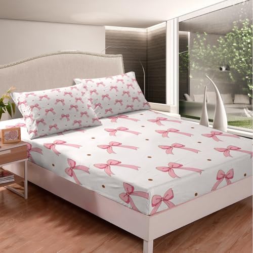 Feelyou Pink Bow Bed Sheet Set for Kids 1