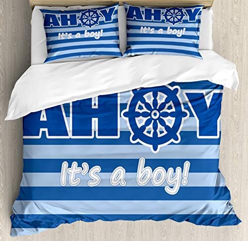 Ambesonne Ahoy Its a Boy Duvet Cover Set